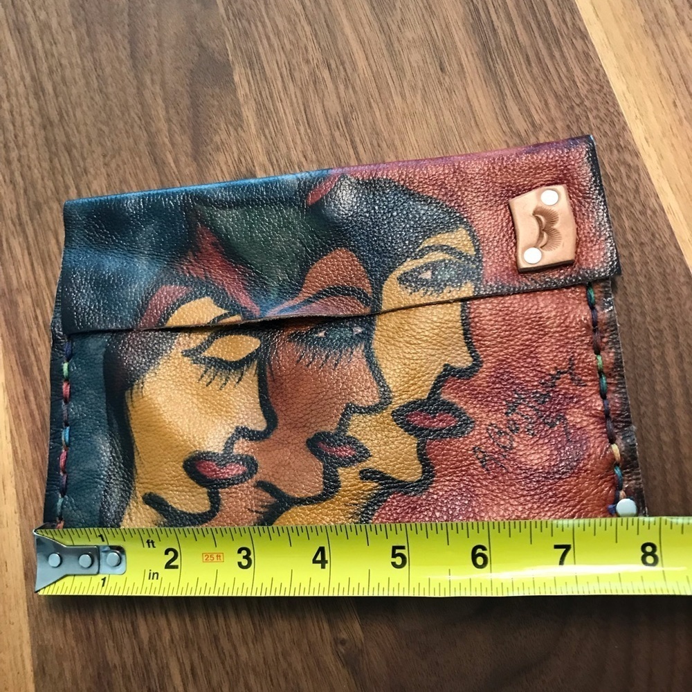 Leathercraft original artwork!Small versatile multi colored envelope clutch. - Picture 5 of 7